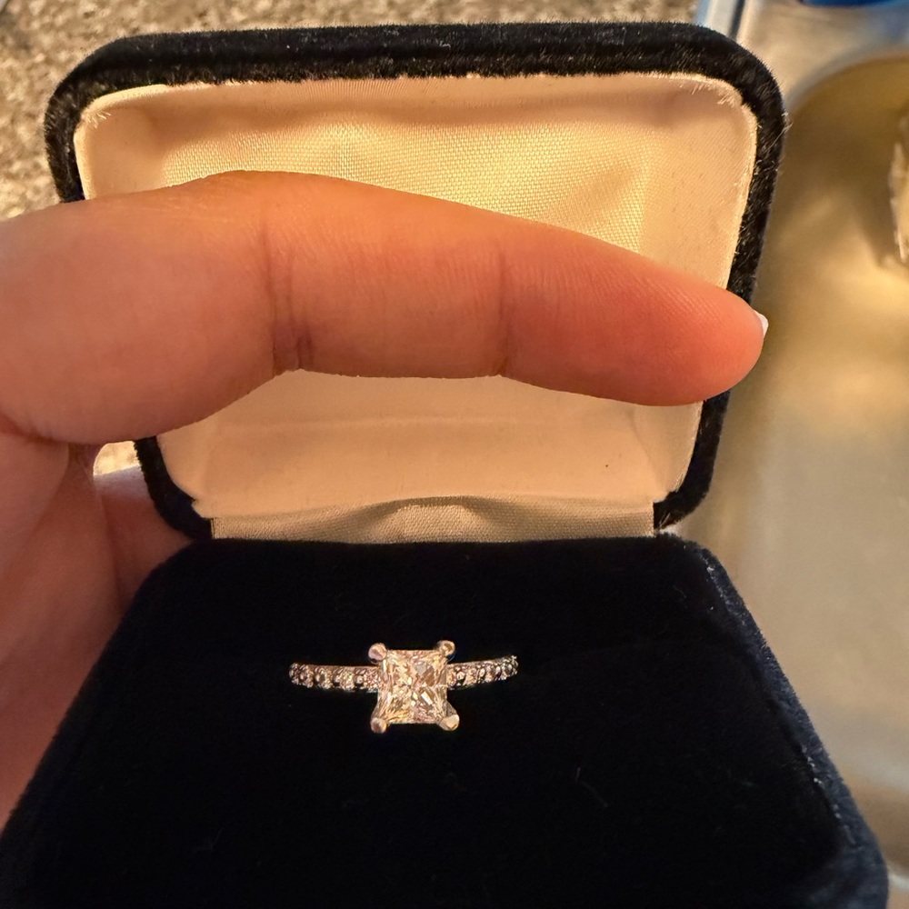 Princess Cut Natural Diamond Engagement Ring Approx 1CT 14K White Gold 6.5 - Picture 3 of 5